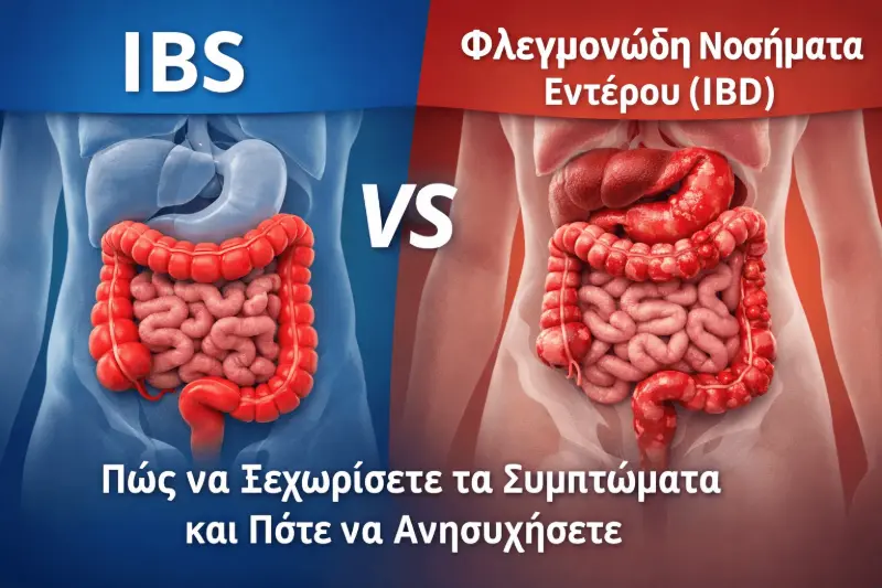 IBS vs Φλεγμονώδη Νοσήματα Εντέρου (IBD): Πώς να Ξεχωρίσετε τα Συμπτώματα και Πότε να Ανησυχήσετε