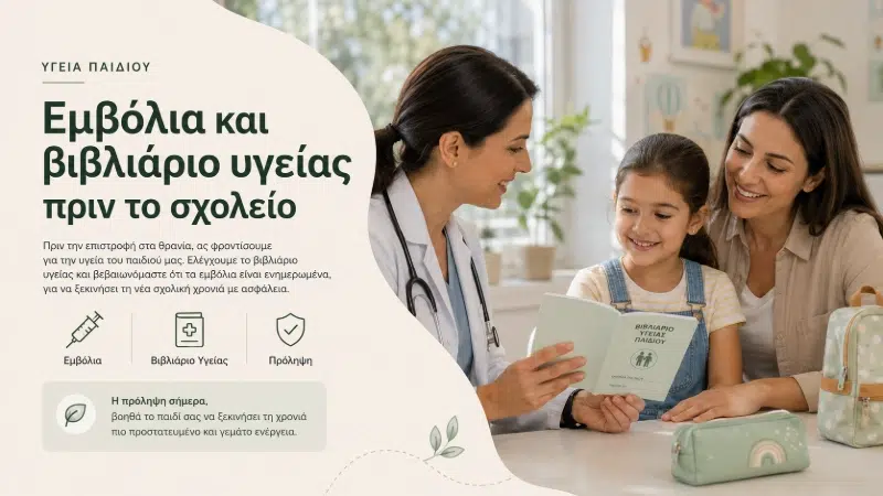 Εμβόλια και βιβλιάριο υγείας πριν το σχολείο