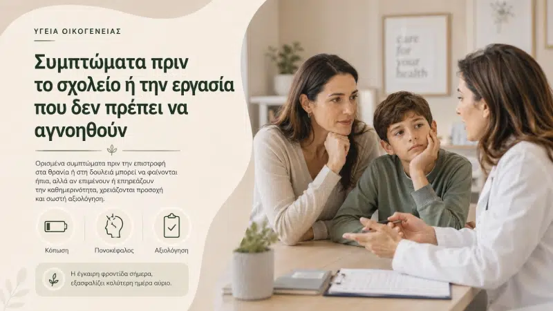 Συμπτώματα πριν το σχολείο ή την εργασία που δεν πρέπει να αγνοηθούν